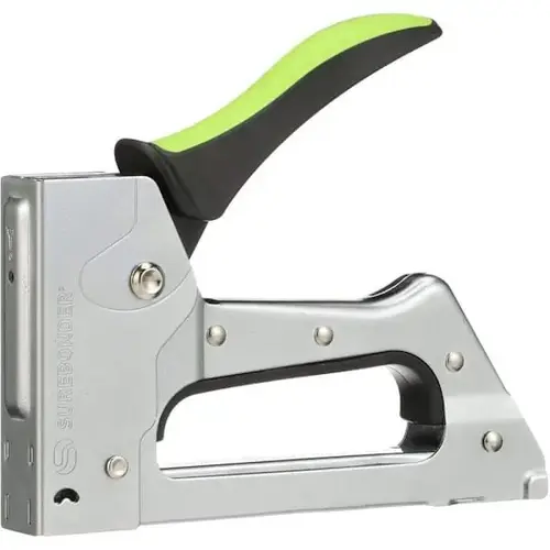 Light Duty Staple Gun, Chrome With Black And Green Rubber Handle Light Duty Staple Gun, Chrome With Black And Green Rubber Handle