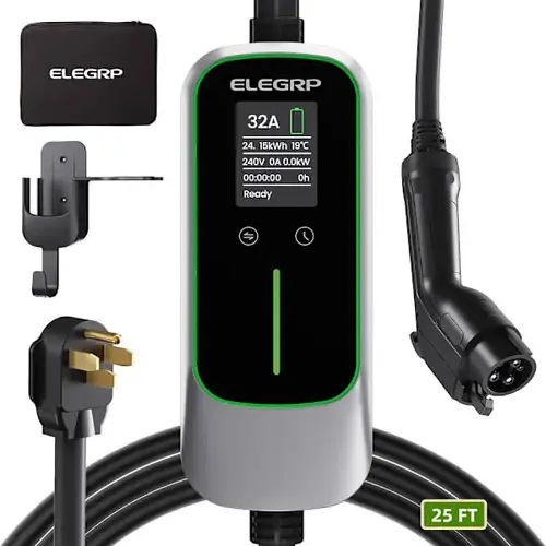 Level 2 Portable Ev Charger For Bev/Phev With 25 ft Cable, 40a 240v Level 2 Portable Ev Charger For Bev/Phev With 25 ft Cable, 40a 240v