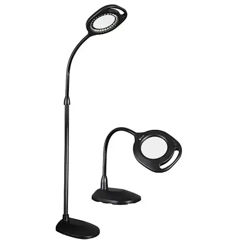 Ottlite 2-In-1 LED Magnifier Floor & Table Light, Clearsun, Black Ottlite 2-In-1 LED Magnifier Floor & Table Light, Clearsun, Black