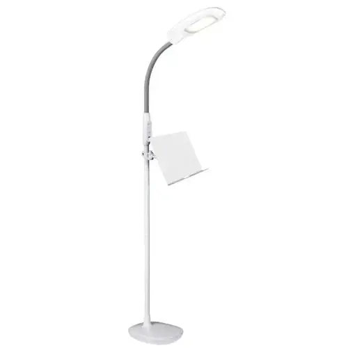 Ottlite LED Floor Lamp With USB And Tablet Stand, Clearsun, White Ottlite LED Floor Lamp With USB And Tablet Stand, Clearsun, White