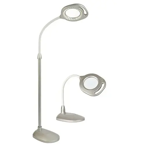 Ottlite 2-In-1 LED Magnifier Floor & Table Light, Clearsun, Silver Ottlite 2-In-1 LED Magnifier Floor & Table Light, Clearsun, Silver