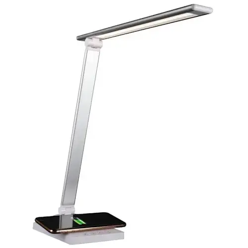 Ottlite Entice LED Desk Lamp With Wireless Charging, White And Silver Ottlite Entice LED Desk Lamp With Wireless Charging, White And Silver