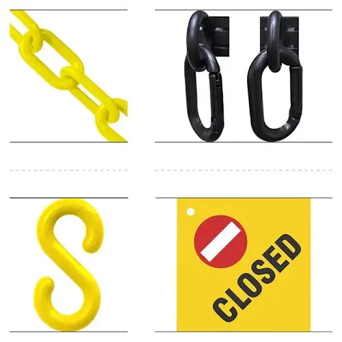 Closed Sign Kit 6 Yellow Plastic Safety Chain Closed Sign Kit 6 Yellow Plastic Safety Chain