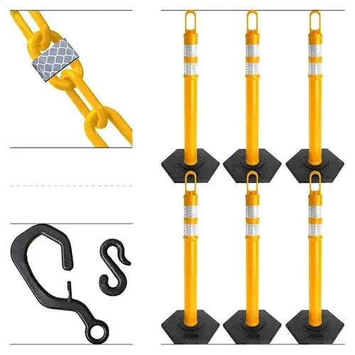 Traffic Yellow Delineator Reflective Chain Kit - pack of 6 Traffic Yellow Delineator Reflective Chain Kit - pack of 6