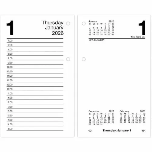 Loose-Leaf Desk Calendar Refill 12 Month Jan-Dec 2026 White Loose-Leaf Desk Calendar Refill 12 Month Jan-Dec 2026 White