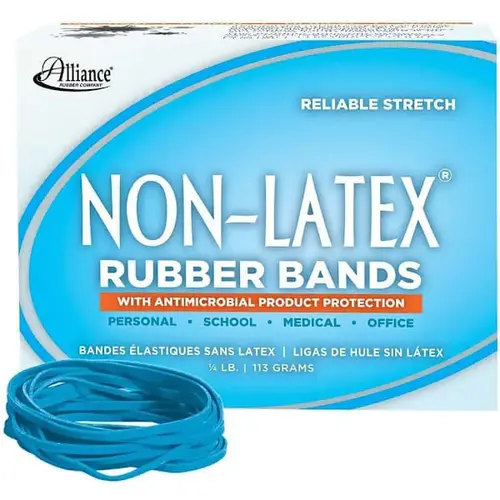 Antimicrobial Rubber Bands 1/4lb 3-1/2"X1/8" Cyan Blue - pack of 180 Antimicrobial Rubber Bands 1/4lb 3-1/2"X1/8" Cyan Blue - pack of 180