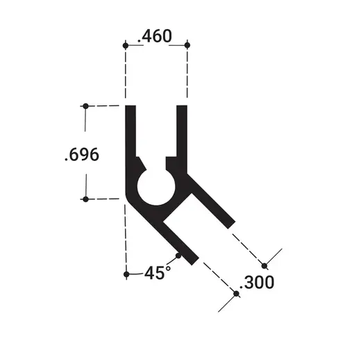 Aluminum 45 Degree Upright Extrusion 120" Long - Satin Anodized Aluminum 45 Degree Upright Extrusion 120" Long - Satin Anodized