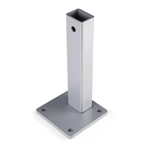 AR Surface Mount Offset Stanchion 10" Tall - Silver Metallic AR Surface Mount Offset Stanchion 10" Tall - Silver Metallic