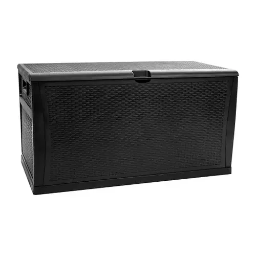 Black 120 Gallon Plastic Deck Box Outdoor Storage Black 120 Gallon Plastic Deck Box Outdoor Storage