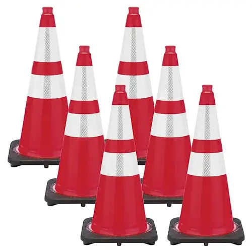 28" Red Reflective Traffic Cones - pack of 6 28" Red Reflective Traffic Cones - pack of 6