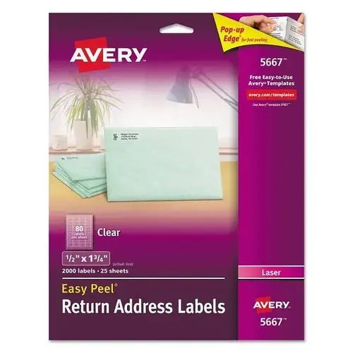 Matte Clear Mail Labels-Sure Feed Tech Laser Printer .5x1. - pack of 25 Matte Clear Mail Labels-Sure Feed Tech Laser Printer .5x1. - pack of 25