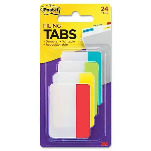 Solid Color Tabs 1/5-Cut Assorted Colors 2" Wide - pack of 24 Solid Color Tabs 1/5-Cut Assorted Colors 2" Wide - pack of 24
