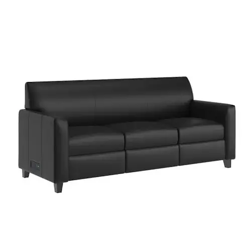 Agent Black Leathersoft Reception Sofa With Charging Banks Agent Black Leathersoft Reception Sofa With Charging Banks