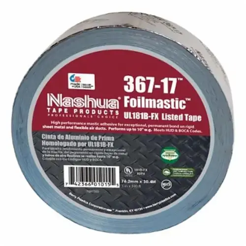 Nashua Foilmastic Butyl Rubber Sealant Tape, 17 Mil, 3" X 100 ft Nashua Foilmastic Butyl Rubber Sealant Tape, 17 Mil, 3" X 100 ft
