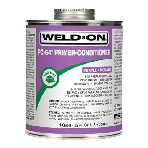IPS Corporation Pc-64 Pvc/Cpvc Primer-Conditioner Purple Low VOC 1 Quart IPS Corporation Pc-64 Pvc/Cpvc Primer-Conditioner Purple Low VOC 1 Quart