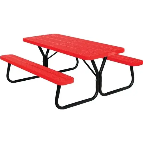 6 ft Park Picnic Table, Bolt Through, Thermoplastic Coated Steel - Red 6 ft Park Picnic Table, Bolt Through, Thermoplastic Coated Steel - Red