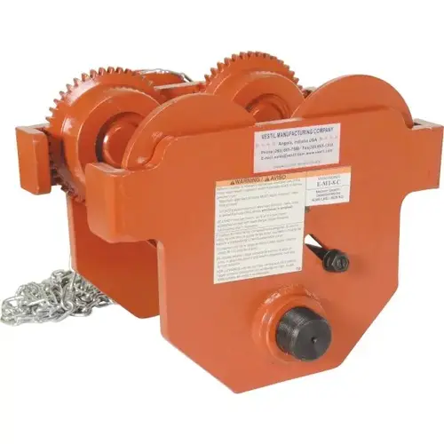 8000 Lb Capacity Orange Geared Eye Hand Trolley 8000 Lb Capacity Orange Geared Eye Hand Trolley