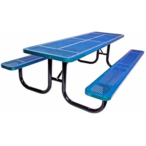 Ultrasite 8' Extra Heavy Duty Picnic Table, Perforated - Pc Frame - Blue - Thumbnail 3