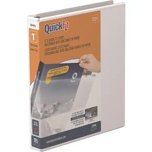 Quickfit 1" View Binder 225 Sheet Capacity D Ring White Quickfit 1" View Binder 225 Sheet Capacity D Ring White