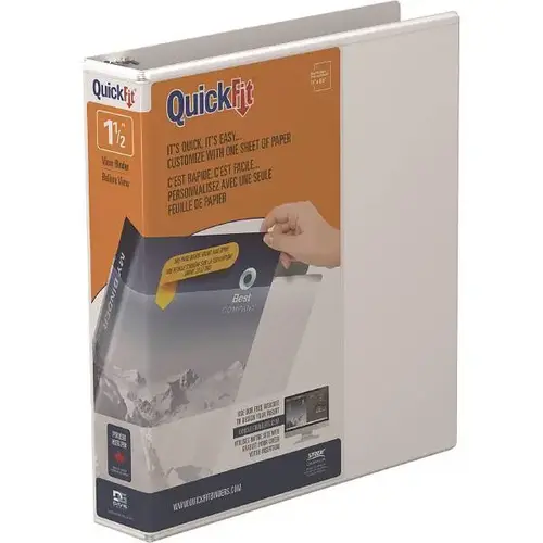 Quickfit 1.5" View Binder 350 Sheet Capacity D Ring White Quickfit 1.5" View Binder 350 Sheet Capacity D Ring White