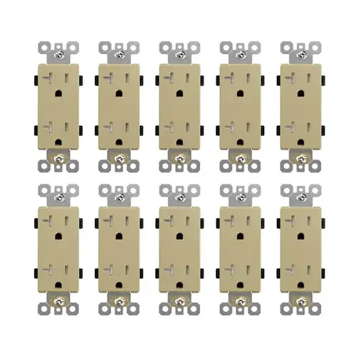 20 Amp 125-Volt Tamper-Resistant Decorator Receptacle In Ivory - pack of 10 20 Amp 125-Volt Tamper-Resistant Decorator Receptacle In Ivory - pack of 10