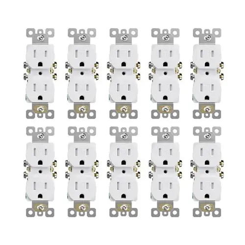 15 Amp 125-Volt Tamper-Resistant Duplex Receptacle In White - pack of 10 15 Amp 125-Volt Tamper-Resistant Duplex Receptacle In White - pack of 10
