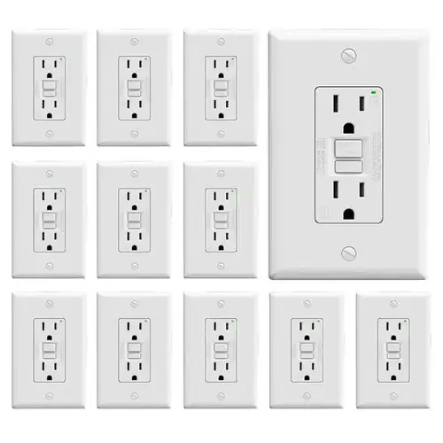 15 Amp 125-Volt Tamper-Resistant Self-Test Gfci Receptacle With Wall Plate In White - pack of 12 15 Amp 125-Volt Tamper-Resistant Self-Test Gfci Receptacle With Wall Plate In White - pack of 12
