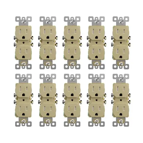 15 Amp 125-Volt Tamper-Resistant Duplex Receptacle In Ivory - pack of 10 15 Amp 125-Volt Tamper-Resistant Duplex Receptacle In Ivory - pack of 10