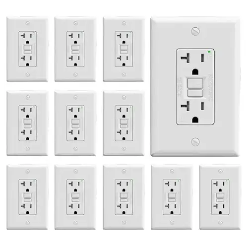 20 Amp 125-Volt Tamper-Resistant Self-Test Gfci Receptacle With Wall Plate In White - pack of 12 20 Amp 125-Volt Tamper-Resistant Self-Test Gfci Receptacle With Wall Plate In White - pack of 12