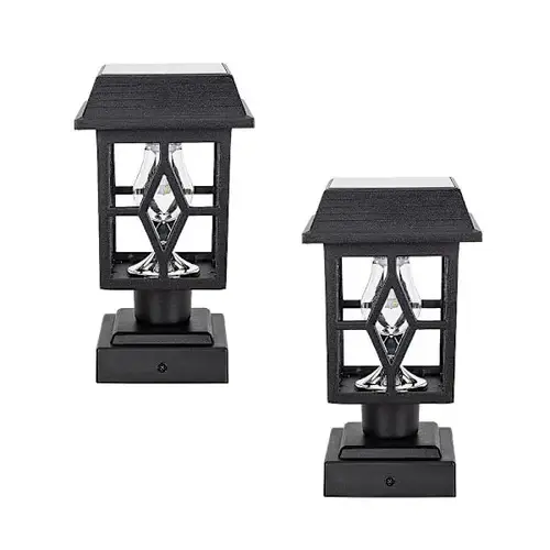 Luna II Solar Post Cap / Pier Mount Light, Black - pack of 2 Luna II Solar Post Cap / Pier Mount Light, Black - pack of 2