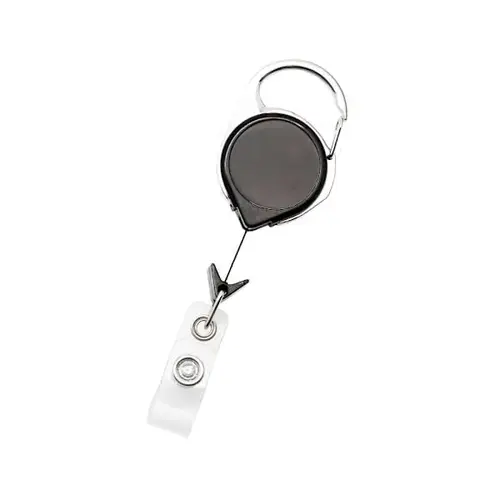 Retract-A-Badge Black Carabiner Top Slide Clip Id Strap - pack of 25 Retract-A-Badge Black Carabiner Top Slide Clip Id Strap - pack of 25