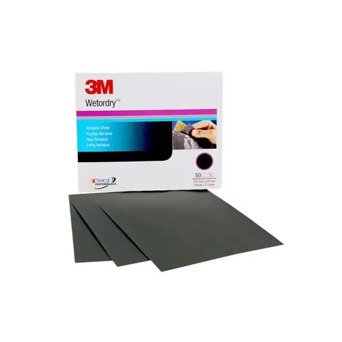 3M Wetrodry Series Abrasive Sheet, 11 in L, 9 in W, 1200 Grit, Fine, Silicon Carbide Abrasive 3M Wetrodry Series Abrasive Sheet, 11 in L, 9 in W, 1200 Grit, Fine, Silicon Carbide Abrasive