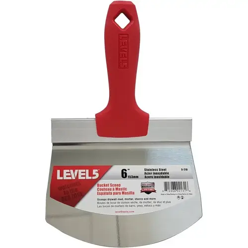 Level5 Bucket Scoop, 6 in W Blade, Stainless Steel Blade, Stainless Steel Handle, Ergonomic Handle Level5 Bucket Scoop, 6 in W Blade, Stainless Steel Blade, Stainless Steel Handle, Ergonomic Handle