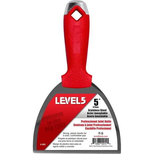 Level5 Joint Knife, 5 in W Blade, Stainless Steel Blade, Solid Grip Handle, Polypropylene Handle - pack of 4 Level5 Joint Knife, 5 in W Blade, Stainless Steel Blade, Solid Grip Handle, Polypropylene Handle - pack of 4