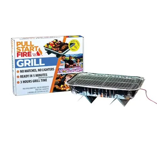 Pull Start Fire Charcoal Grill, 130 sq-in Primary Cooking Surface, Silver, Stainless Steel Body Pull Start Fire Charcoal Grill, 130 sq-in Primary Cooking Surface, Silver, Stainless Steel Body