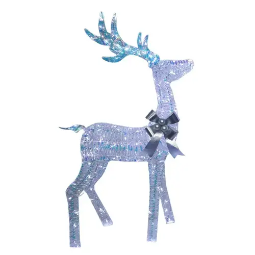 Santas Forest Iridescent Buck with Bow Yard Decor, 18 in L, 6 in W, Metal/PVC, Internal Light Santas Forest Iridescent Buck with Bow Yard Decor, 18 in L, 6 in W, Metal/PVC, Internal Light