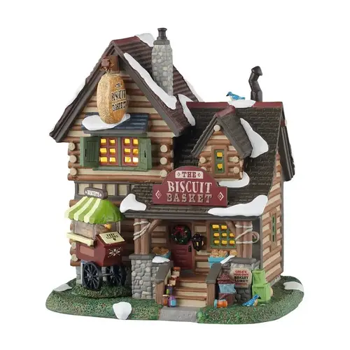 Lemax Christmas Decor, 7.48 in H, The Biscuit Basket, Porcelain, LED Lemax Christmas Decor, 7.48 in H, The Biscuit Basket, Porcelain, LED