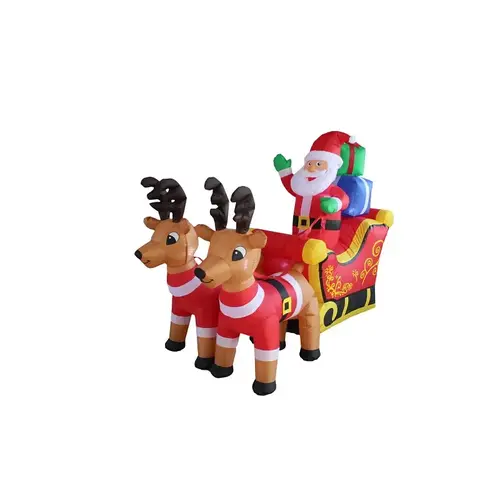 Santas Forest Inflatable Santa Sleigh, 4 ft H, Polyester, Multi-Color, Internal Light Santas Forest Inflatable Santa Sleigh, 4 ft H, Polyester, Multi-Color, Internal Light