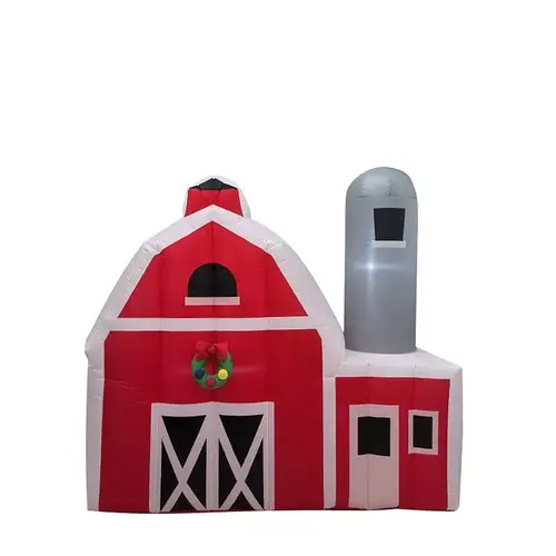 Santas Forest Inflatable Christmas Barn, 7-3/4 ft H, Polyester, Red/White, Internal Light Santas Forest Inflatable Christmas Barn, 7-3/4 ft H, Polyester, Red/White, Internal Light