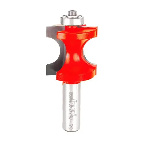 Freud Half Round Bit with Bearing, 1-3/8 in Dia Cutter, 1-5/16 in L Cutting, 3-1/4 in OAL, 1/2 in Dia Shank Freud Half Round Bit with Bearing, 1-3/8 in Dia Cutter, 1-5/16 in L Cutting, 3-1/4 in OAL, 1/2 in Dia Shank