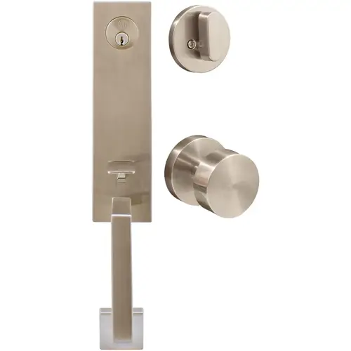 Munich Handleset, Bonn Interior Trim, Round Rose, KW Keyway, Satin Nickel Munich Handleset, Bonn Interior Trim, Round Rose, KW Keyway, Satin Nickel