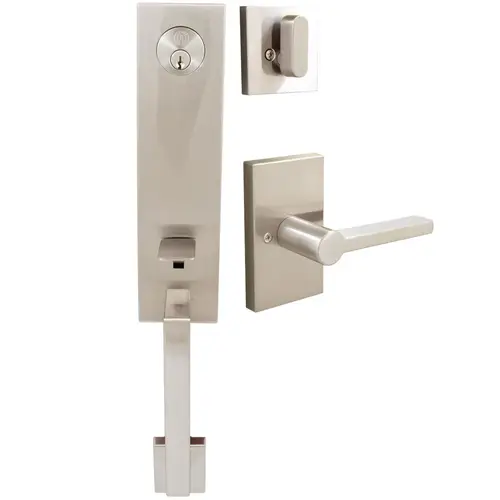 Munich Handleset, Vienna Interior Trim, Rectangular Rose, SC Keyway, Satin Nickel Munich Handleset, Vienna Interior Trim, Rectangular Rose, SC Keyway, Satin Nickel