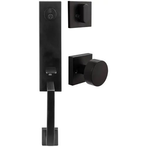 Munich Handleset, Bonn Interior Trim, Square Rose, KW Keyway, Matte Black Munich Handleset, Bonn Interior Trim, Square Rose, KW Keyway, Matte Black