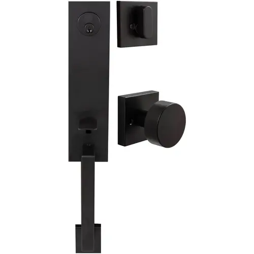Munich Handleset, Bonn Interior Trim, Square Rose, SC Keyway, Matte Black Munich Handleset, Bonn Interior Trim, Square Rose, SC Keyway, Matte Black