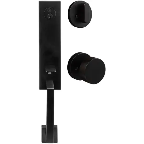 Munich Handleset, Bonn Interior Trim, Round Rose, KW Keyway, Matte Black Munich Handleset, Bonn Interior Trim, Round Rose, KW Keyway, Matte Black