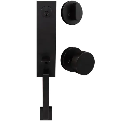 Munich Handleset, Bonn Interior Trim, Round Rose, SC Keyway, Matte Black Munich Handleset, Bonn Interior Trim, Round Rose, SC Keyway, Matte Black