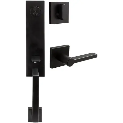 Munich Handleset, Vienna Interior Trim, Square Rose, KW Keyway, Matte Black Munich Handleset, Vienna Interior Trim, Square Rose, KW Keyway, Matte Black