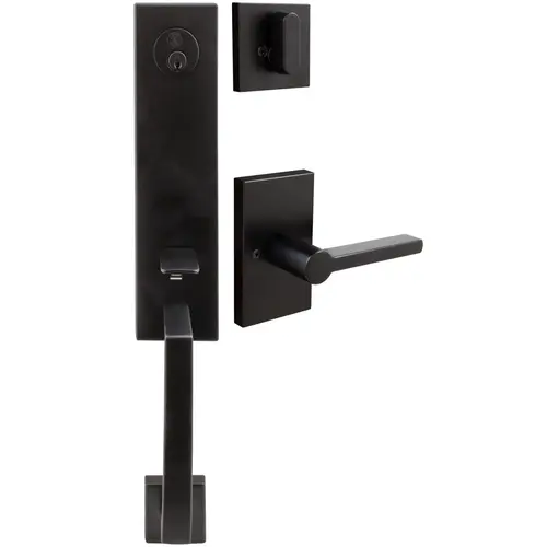 Munich Handleset, Vienna Interior Trim, Rectangular Rose, KW Keyway, Matte Black Munich Handleset, Vienna Interior Trim, Rectangular Rose, KW Keyway, Matte Black