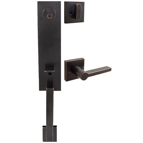 Munich Handleset, Vienna Interior Trim, Square Rose, SC Keyway, Vintage Bronze Munich Handleset, Vienna Interior Trim, Square Rose, SC Keyway, Vintage Bronze