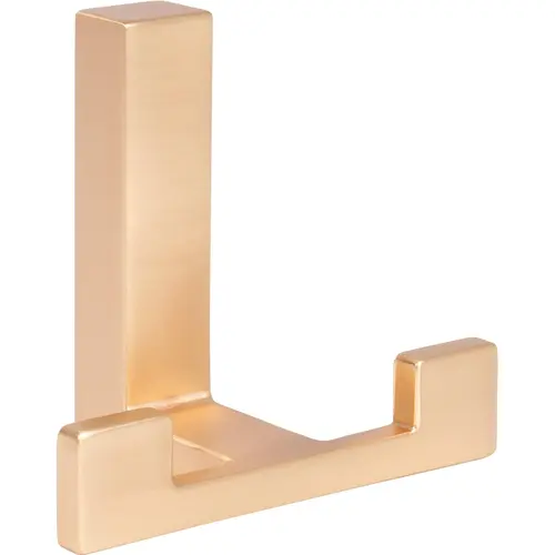 Modern Double Robe Hook, Satin Brass Modern Double Robe Hook, Satin Brass